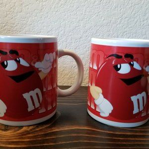 Red M&Ms Candy Coffee Tea Mug Cup Mars Galerie Pair Set of 2